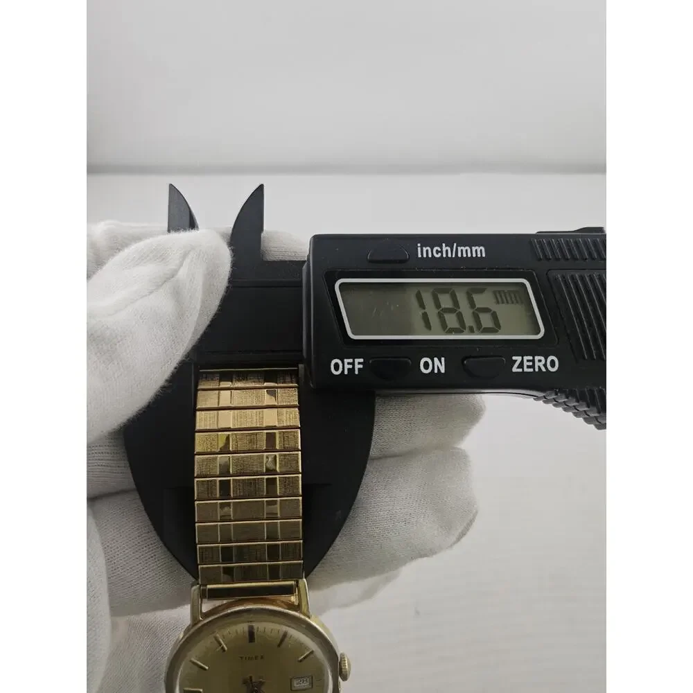 Mens Vintage 1977 Timex Manual Wind Watch Rare Gold Dial New Band Runs